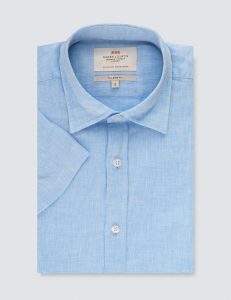 Light Blue Linen Shirt By Hawes And Curtis