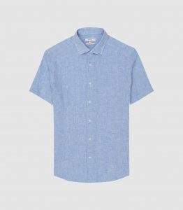 Reiss Holiday Soft Blue Linen Shirt